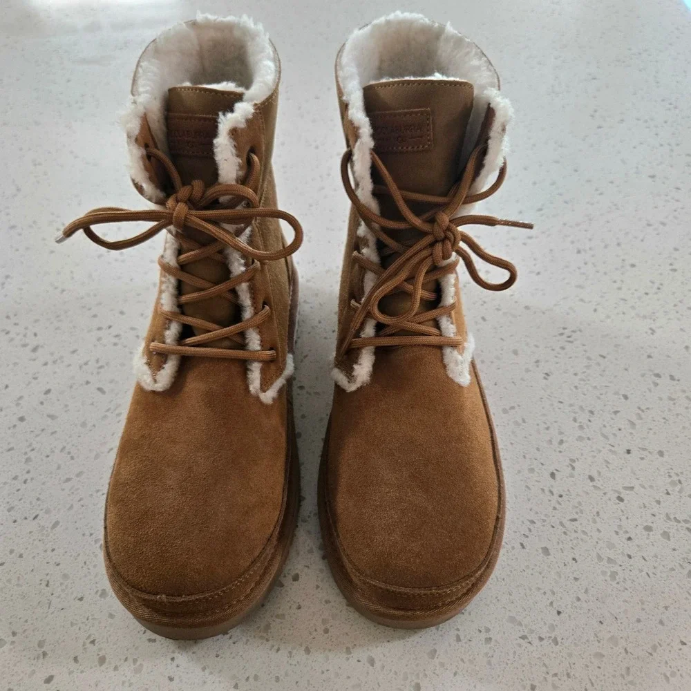 Koolaburra by UGG Boots Womens 9 Victoria Lace Up Suede Winter Boots Chestnut